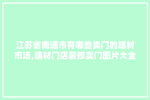 江苏省南通市有哪些卖门的建材市场,建材门店装修卖门图片大全集 电工