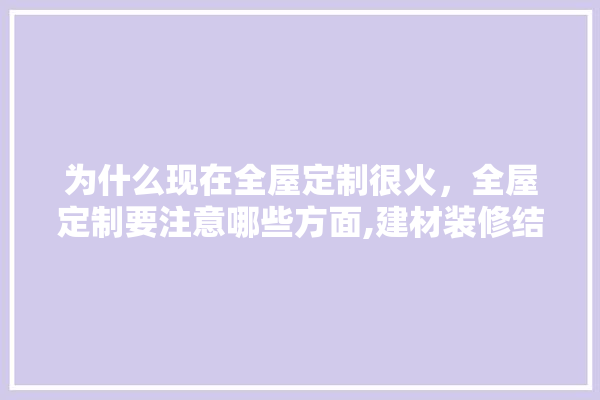 为什么现在全屋定制很火，全屋定制要注意哪些方面,建材装修结构全屋定制公司 学装修