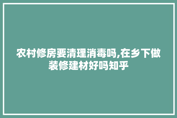 农村修房要清理消毒吗,在乡下做装修建材好吗知乎 找灵感