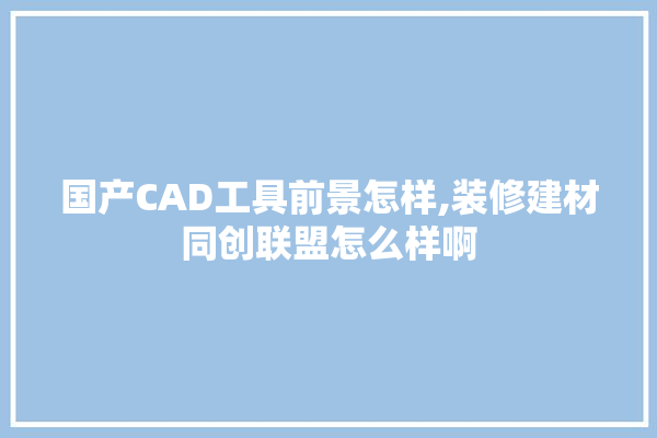国产CAD工具前景怎样,装修建材同创联盟怎么样啊 装修问答