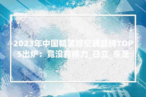 2023年中国精装修空调品牌TOP5出炉：竟没有格力_日立_东芝 照明