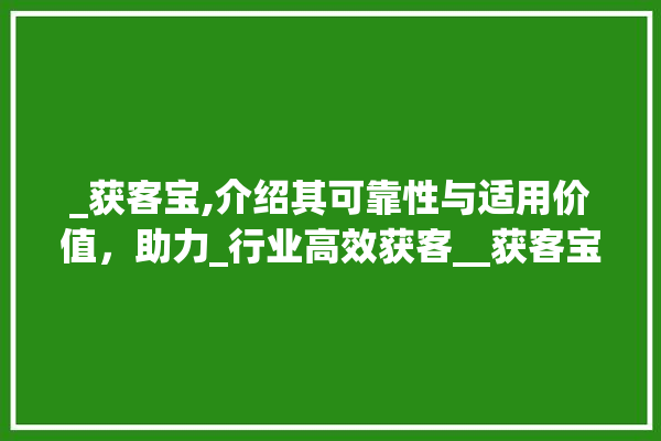 _获客宝,介绍其可靠性与适用价值，助力_行业高效获客__获客宝可靠吗 瓷砖