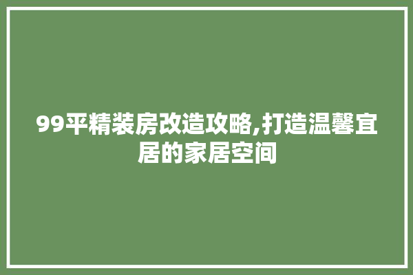99平精装房改造攻略,打造温馨宜居的家居空间 硅藻泥