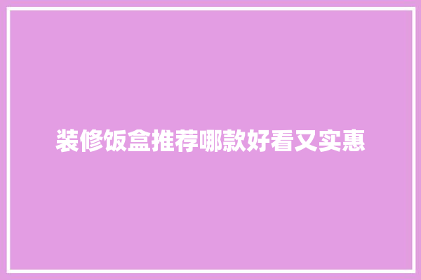 装修饭盒推荐哪款好看又实惠 照明