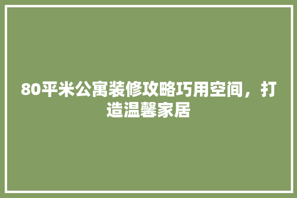 80平米公寓装修攻略巧用空间，打造温馨家居 学装修