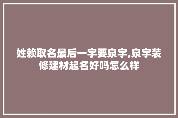 姓赖取名最后一字要泉字,泉字装修建材起名好吗怎么样