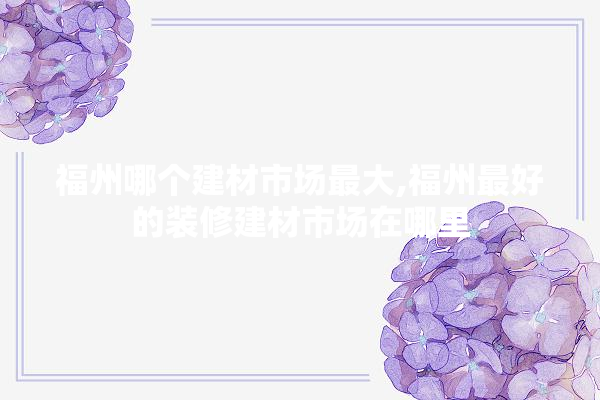 福州哪个建材市场最大,福州最好的装修建材市场在哪里