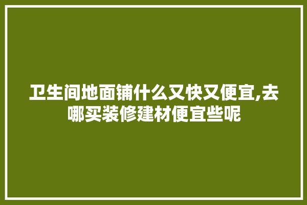 卫生间地面铺什么又快又便宜,去哪买装修建材便宜些呢