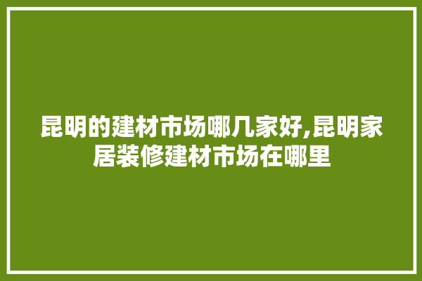 昆明的建材市场哪几家好,昆明家居装修建材市场在哪里
