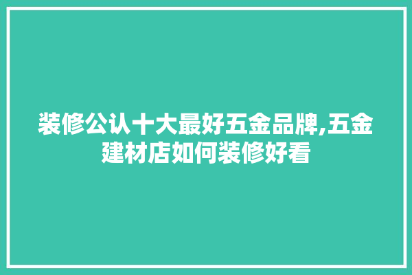 装修公认十大最好五金品牌,五金建材店如何装修好看 厨房
