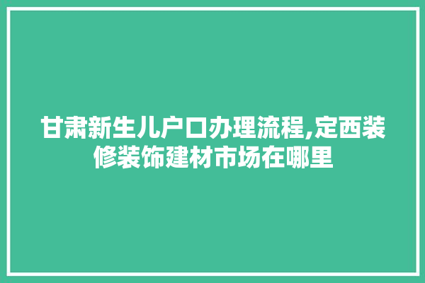 甘肃新生儿户口办理流程,定西装修装饰建材市场在哪里 防水