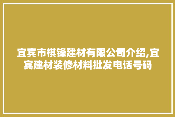宜宾市棋锋建材有限公司介绍,宜宾建材装修材料批发电话号码 厨房