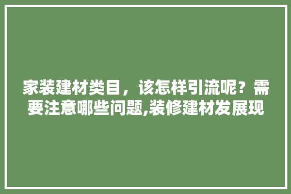 家装建材类目，该怎样引流呢？需要注意哪些问题,装修建材发展现状及趋势分析