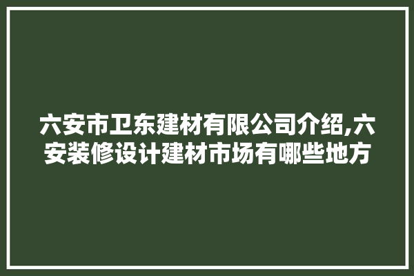 六安市卫东建材有限公司介绍,六安装修设计建材市场有哪些地方 吊顶