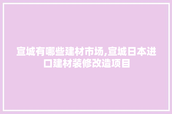 宣城有哪些建材市场,宣城日本进口建材装修改造项目