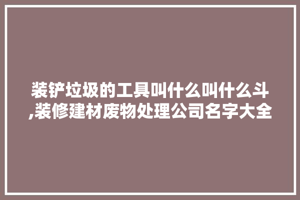 装铲垃圾的工具叫什么叫什么斗,装修建材废物处理公司名字大全 学装修