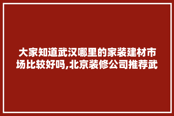 大家知道武汉哪里的家装建材市场比较好吗,北京装修公司推荐武汉建材 厨房