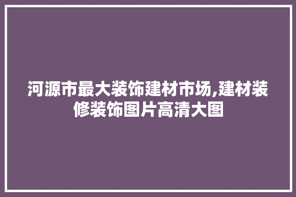 河源市最大装饰建材市场,建材装修装饰图片高清大图