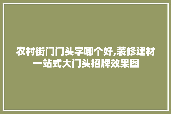 农村街门门头字哪个好,装修建材一站式大门头招牌效果图 吊顶