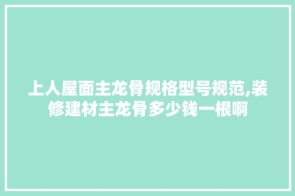 上人屋面主龙骨规格型号规范,装修建材主龙骨多少钱一根啊 卫浴