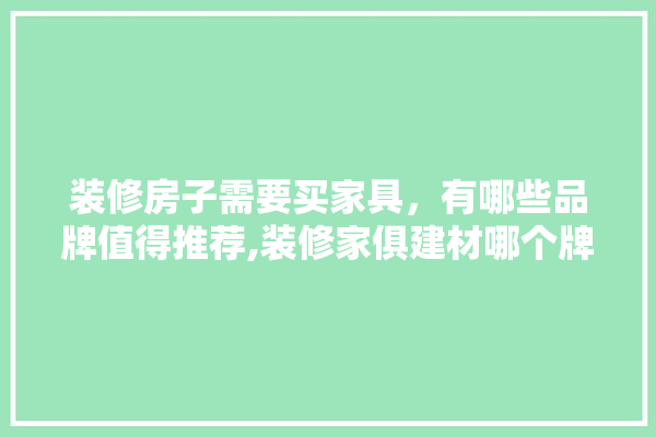 装修房子需要买家具，有哪些品牌值得推荐,装修家俱建材哪个牌子好些 装修问答