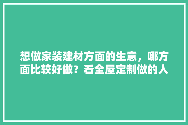 想做家装建材方面的生意，哪方面比较好做？看全屋定制做的人挺多的,建材装修包括什么项目呢图片