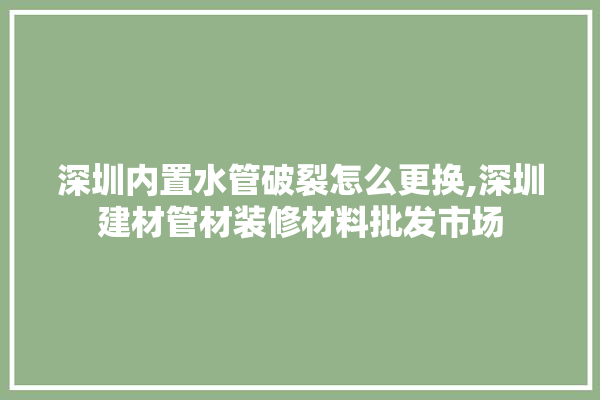 深圳内置水管破裂怎么更换,深圳建材管材装修材料批发市场 选产品