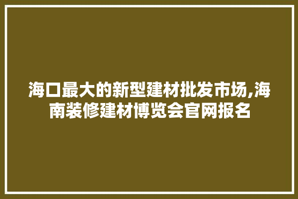 海口最大的新型建材批发市场,海南装修建材博览会官网报名
